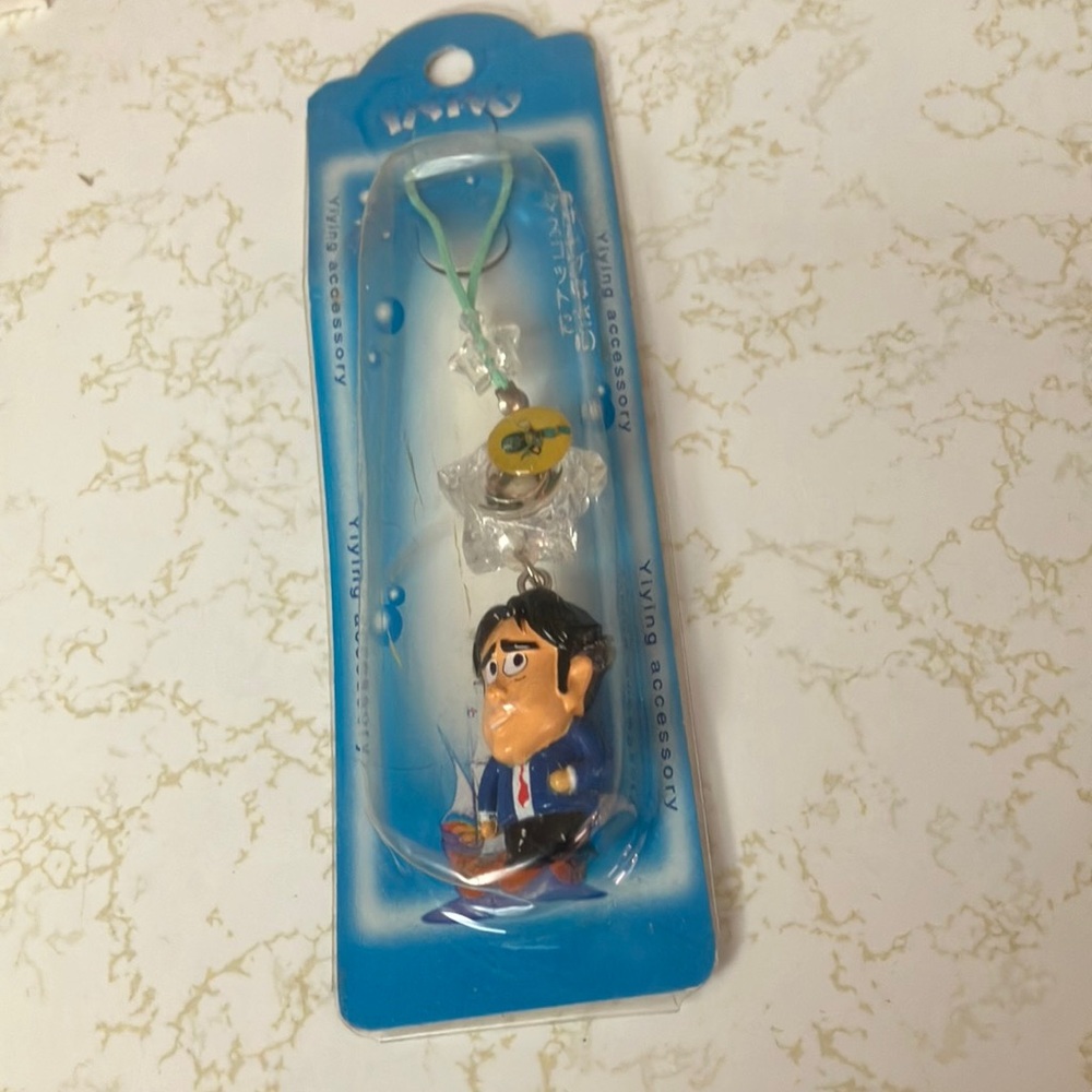 Blue and White purse charm with Character